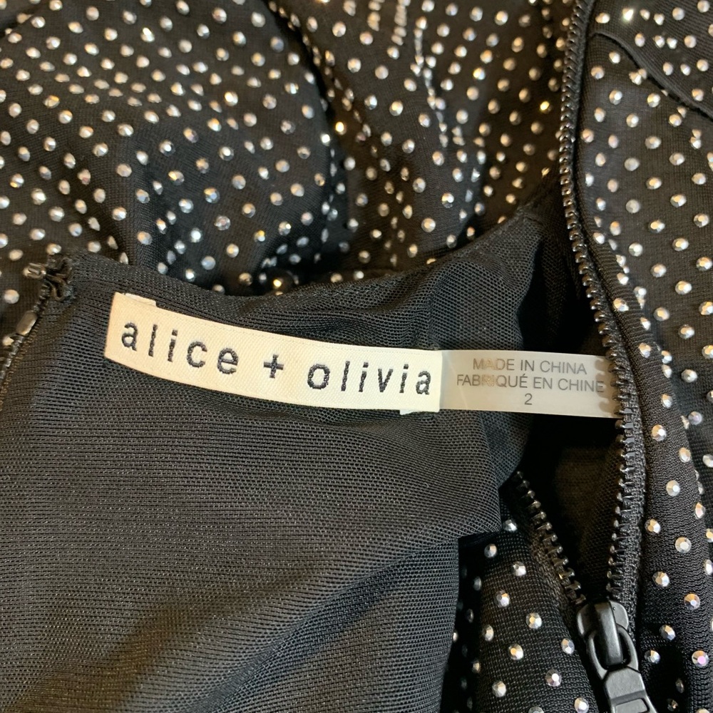 Alice + Olivia black Freddie beaded long sleeve catsuit jumpsuit. Size 2 - Picture 7 of 14